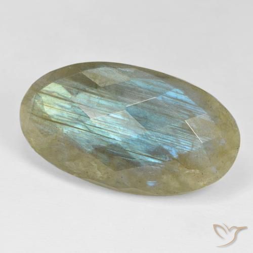 Labradorita Multicolor natural de 35.20 ct, Ovalada, Opaco