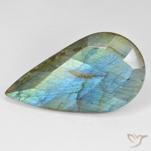 35.49ct Natural Multicolor labradorita, En forma de pera, Opaco