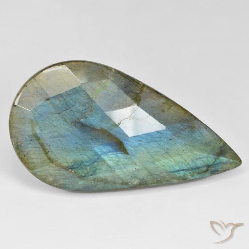 Labradorita Multicolor natural de 35.49 ct, En forma de pera, Opaco