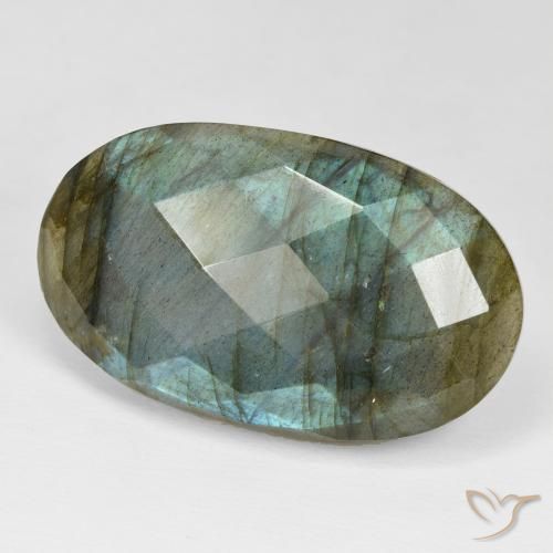 Labradorita Multicolor natural de 42.82 ct, Ovalada, Opaco