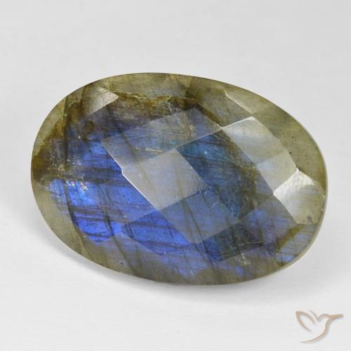 Labradorita Multicolor natural de 28.97 ct, Ovalada, Opaco