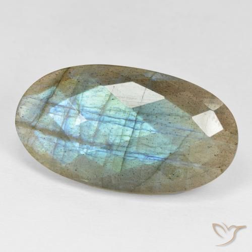 Labradorita Multicolor natural de 22.80 ct, Ovalada, Opaco