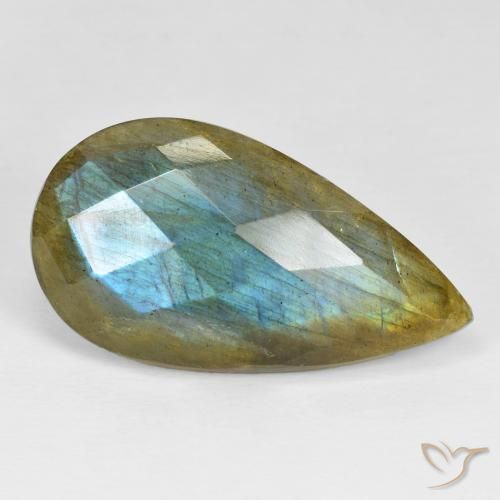 25.95ct Natural Multicolor Labradorita, En forma de pera, Opaco