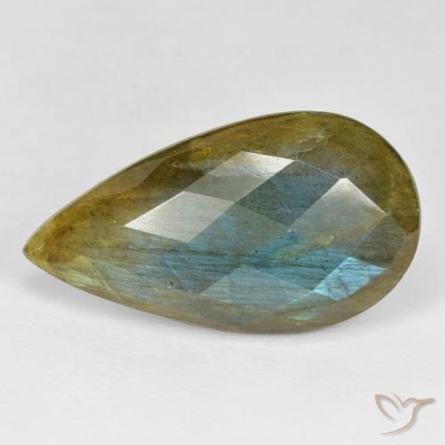 Labradorita Multicolor natural de 25.95 ct, En forma de pera, Opaco
