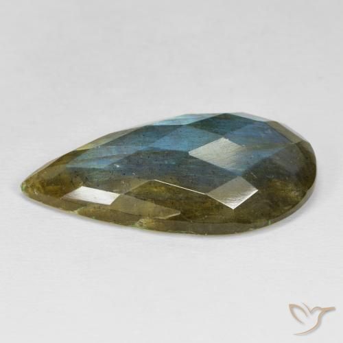 Labradorita Multicolor natural de 25.95 ct, En forma de pera, Opaco