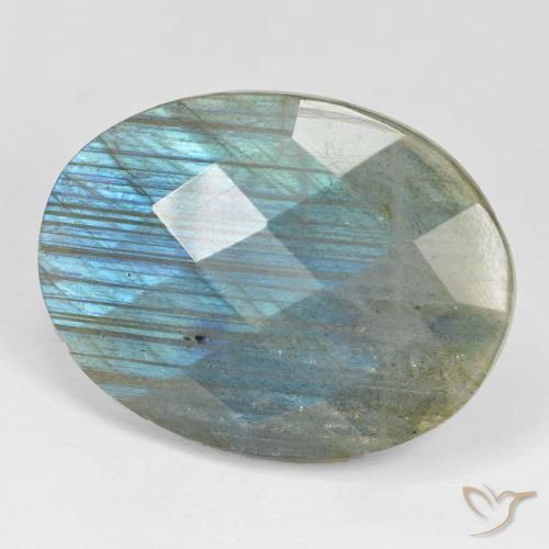 Labradorita Multicolor natural de 31.61 ct, Ovalada, Opaco