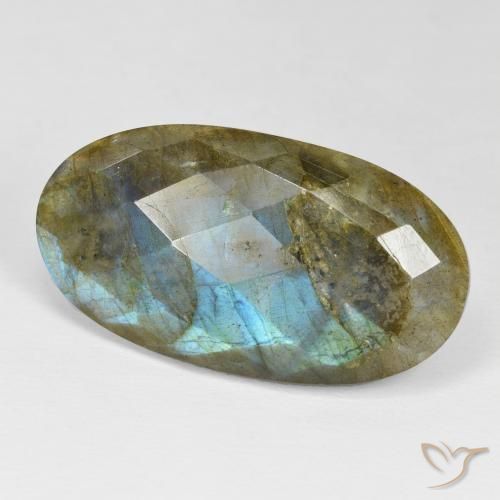 Labradorita Multicolor natural de 26.56 ct, Ovalada, Opaco