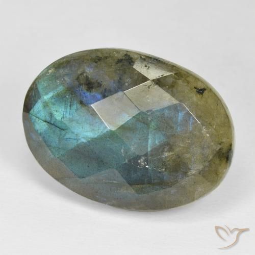 Labradorita Multicolor natural de 24.18 ct, Ovalada, Opaco