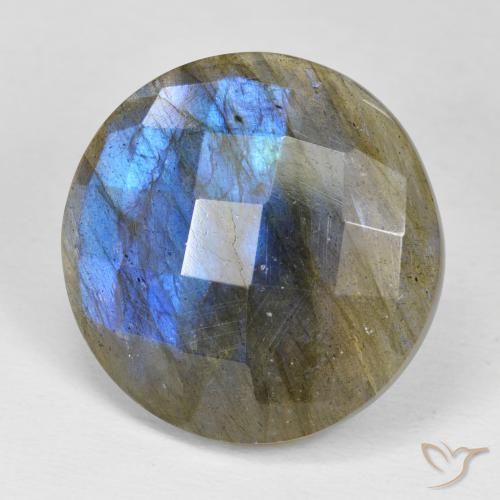 Labradorita Multicolor natural de 18.23 ct, Redondo, Opaco