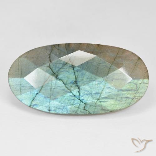 40.87ct Natural Multicolor labradorita, Ovalada, Opaco
