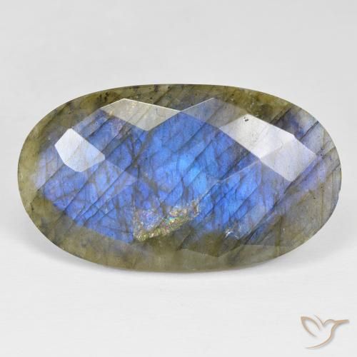 30.99ct Natural Multicolor labradorita, Ovalada, Opaco