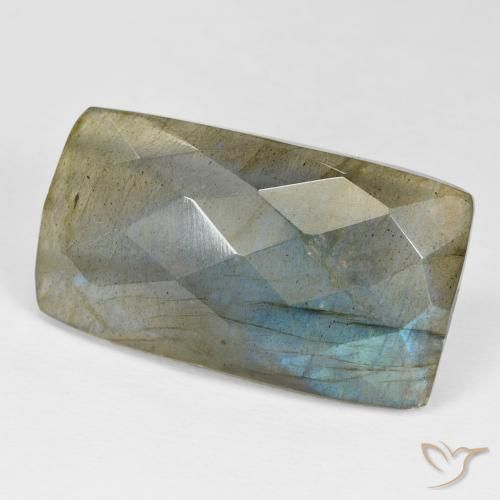 Labradorita Multicolor natural de 27.33 ct, Corte Baguette, Opaco