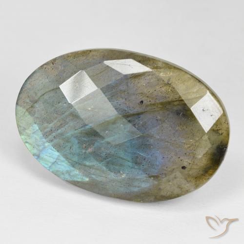 Labradorita Multicolor natural de 37.43 ct, Ovalada, Opaco