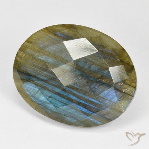 Labradorita Multicolor natural de 23.31 ct, Ovalada, Opaco