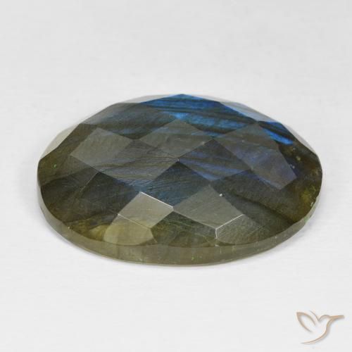 Labradorita Multicolor natural de 23.31 ct, Ovalada, Opaco