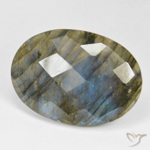 Labradorita Multicolor natural de 35.90 ct, Ovalada, Opaco