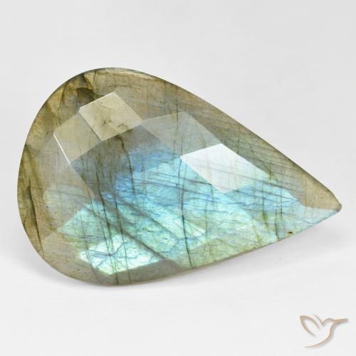 Labradorita Multicolor natural de 32.16 ct, En forma de pera, Opaco