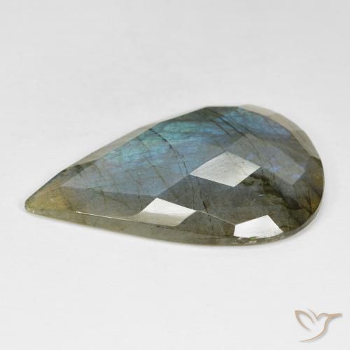 Labradorita Multicolor natural de 32.16 ct, En forma de pera, Opaco