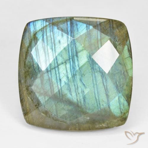 28.56ct Natural Multicolor labradorita, Forma Cojín, Opaco