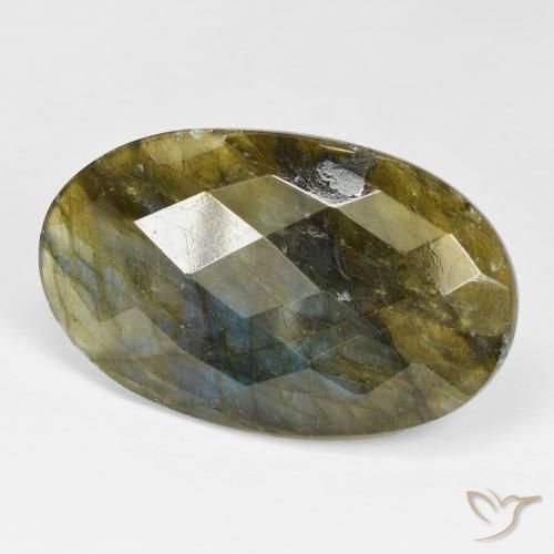 Labradorita Multicolor natural de 28.03 ct, Ovalada, Opaco