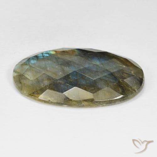 Labradorita Multicolor natural de 28.03 ct, Ovalada, Opaco