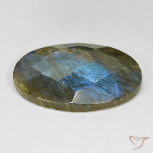 Labradorita Multicolor natural de 36.40 ct, Ovalada, Opaco
