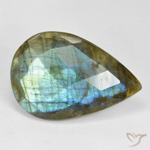 Labradorita Multicolor natural de 22.68 ct, En forma de pera, Opaco
