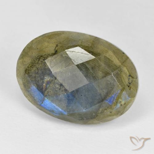 Labradorita Multicolor natural de 16.89 ct, Ovalada, Opaco
