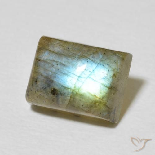 Labradorita Multicolor natural de 3.53 ct, Corte Baguette, Translúcido