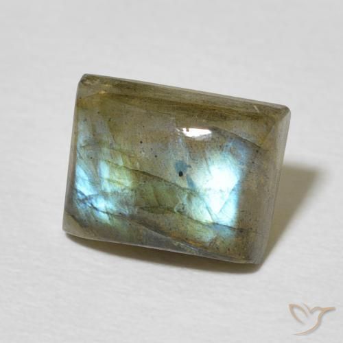 Labradorita Multicolor natural de 2.99 ct, Corte Baguette, Translúcido
