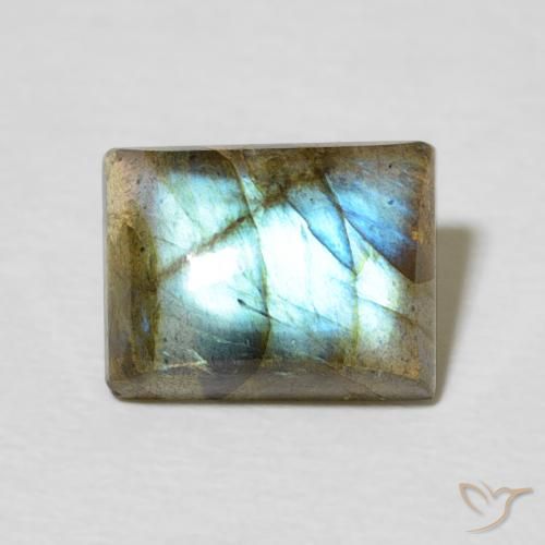 2.47ct Natural Multicolor Labradorita, Corte Baguette, Translúcido