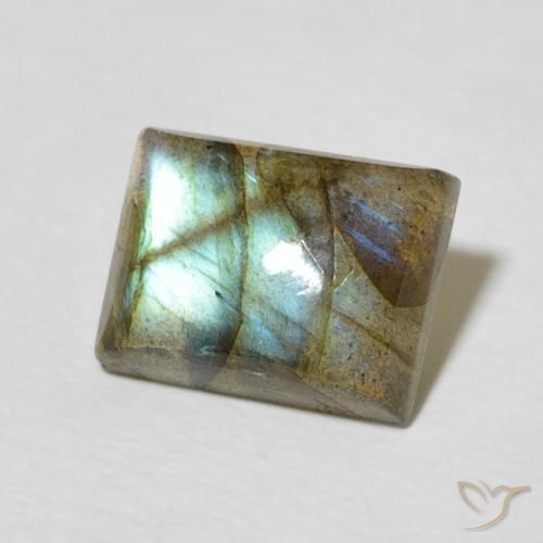 Labradorita Multicolor natural de 2.47 ct, Corte Baguette, Translúcido