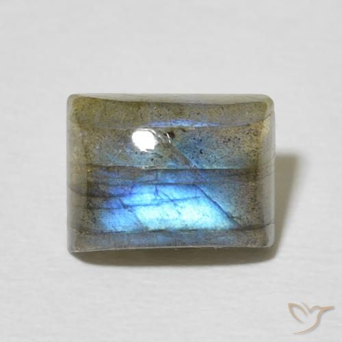 2.77ct Natural Multicolor Labradorita, Corte Baguette, Translúcido