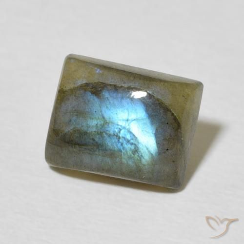 Labradorita Multicolor natural de 2.40 ct, Corte Baguette, Translúcido