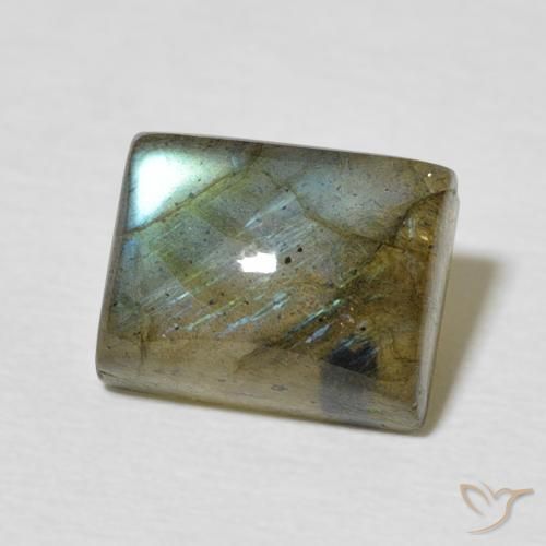 Labradorita Multicolor natural de 3.36 ct, Corte Baguette, Translúcido
