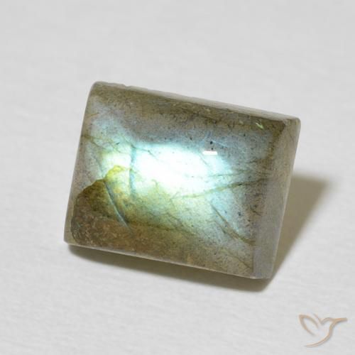 Labradorita Multicolor natural de 2.90 ct, Corte Baguette, Translúcido