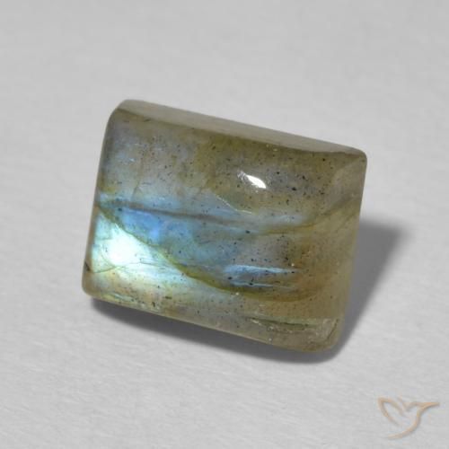 Labradorita Multicolor natural de 2.90 ct, Corte Baguette, Translúcido