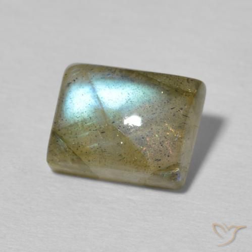 Labradorita Multicolor natural de 2.85 ct, Corte Baguette, Translúcido