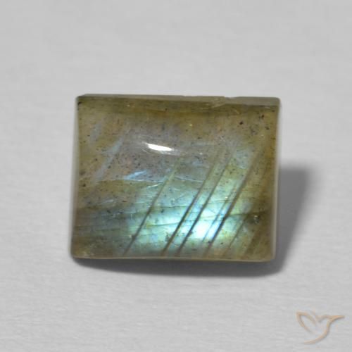 2.87ct Natural Multicolor labradorita, Corte Baguette, Translúcido