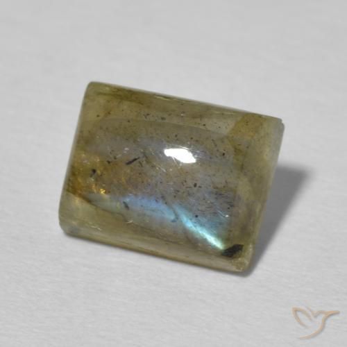 Labradorita Multicolor natural de 2.69 ct, Corte Baguette, Translúcido