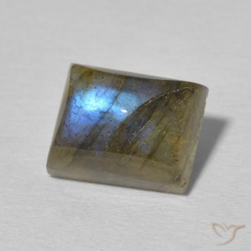 Labradorita Multicolor natural de 3.03 ct, Corte Baguette, Translúcido