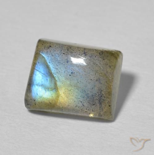 Labradorita Multicolor natural de 2.90 ct, Corte Baguette, Translúcido