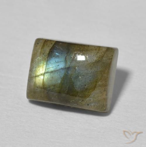 Labradorita Multicolor natural de 2.95 ct, Corte Baguette, Translúcido