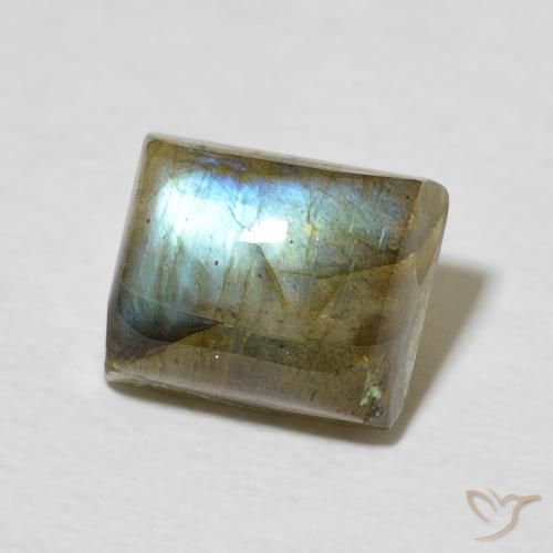 Labradorita Multicolor natural de 3.11 ct, Corte Baguette, Translúcido