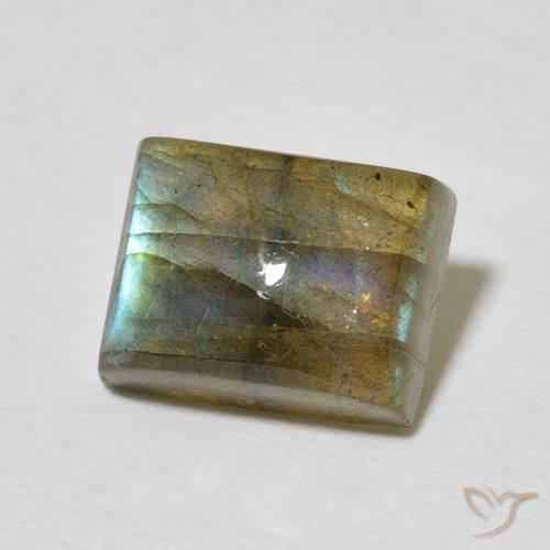 Labradorita Multicolor natural de 3.00 ct, Corte Baguette, Translúcido
