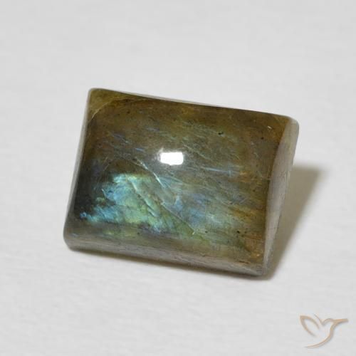 Labradorita Multicolor natural de 2.88 ct, Corte Baguette, Translúcido