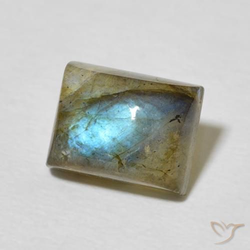 Labradorita Multicolor natural de 2.72 ct, Corte Baguette, Translúcido