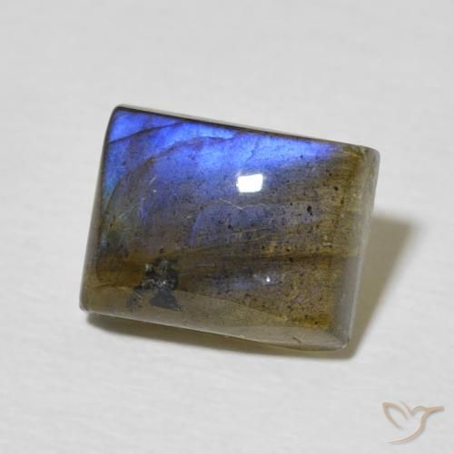 Labradorita Multicolor natural de 2.94 ct, Corte Baguette, Translúcido