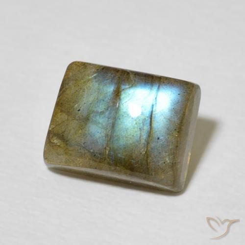 Labradorita Multicolor natural de 2.36 ct, Corte Baguette, Translúcido