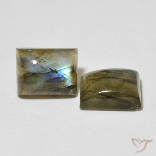 Gemas de Labradorita Multicolor natural de 5.04 ct, Corte Baguette, Translúcido